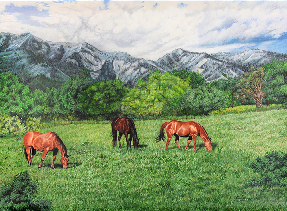 Horses Grazing by Ria Fine Art
