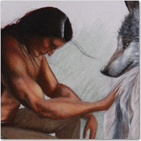 Native American & Wolf - Click to Enlarge Image