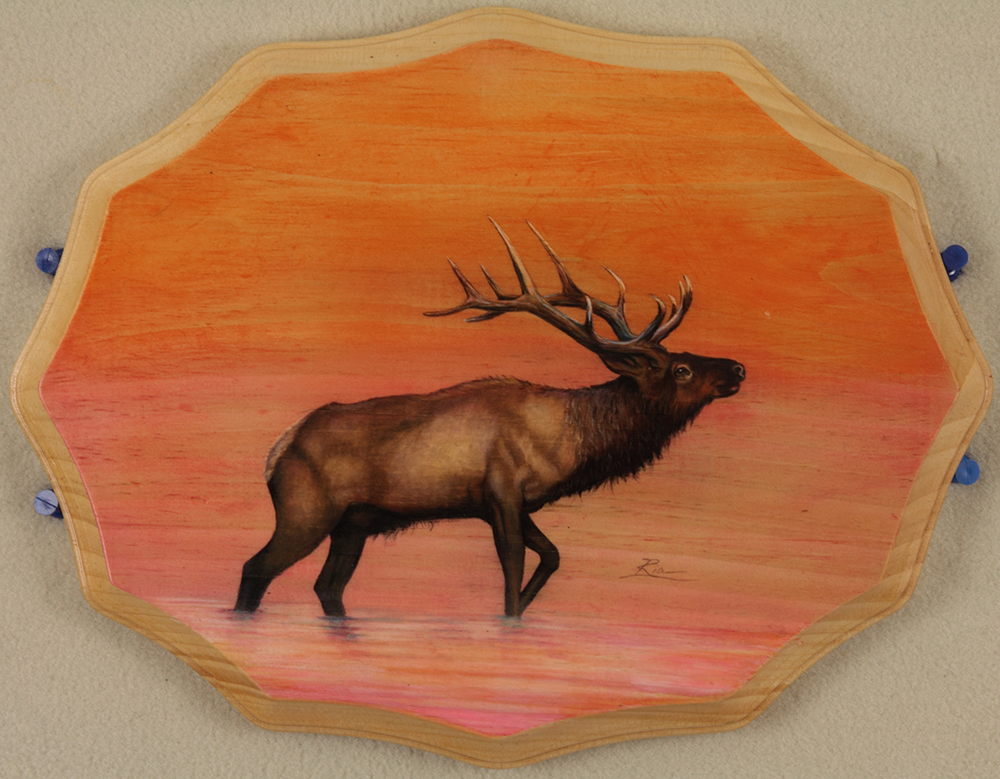 Elk on Wood by Ria Fine Art
