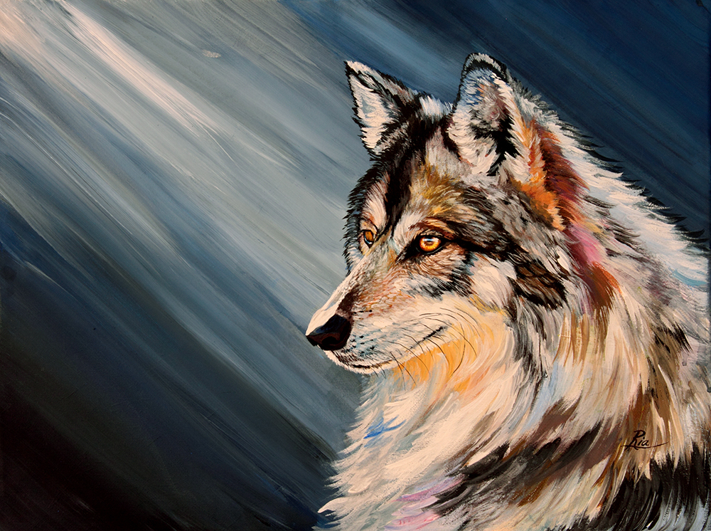 Wolf in the Moonlight by Ria Fine Art