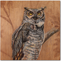 Horned Owl on Plywood - Click to Enlarge Image