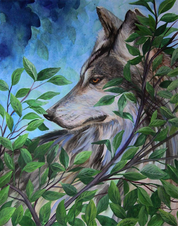 Wolf in the Leaves by Ria Fine Art