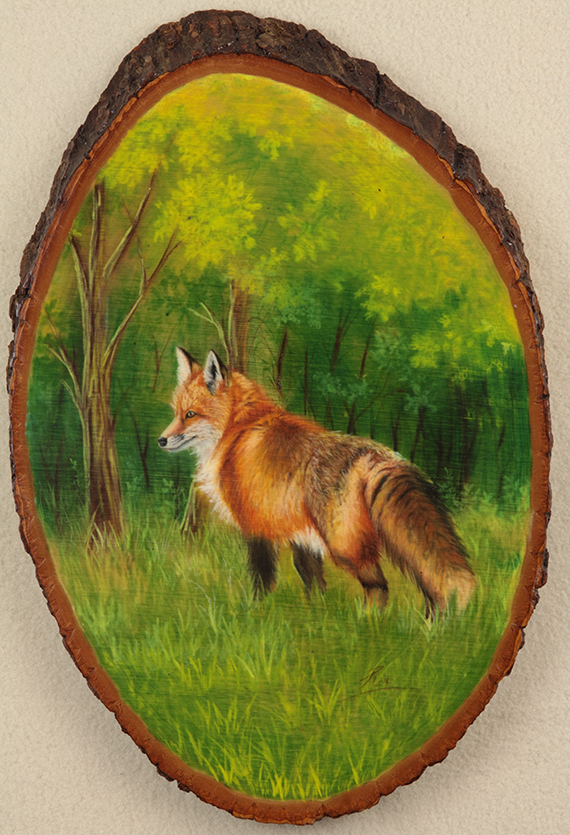 Fox On Wood by Ria Fine Art